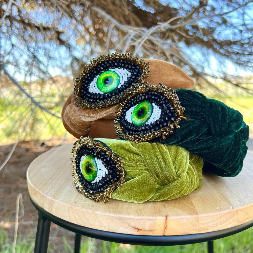 New! The “Hills Have Eye” Velvet Beaded Eye 👁️ Knotted Statement Headband